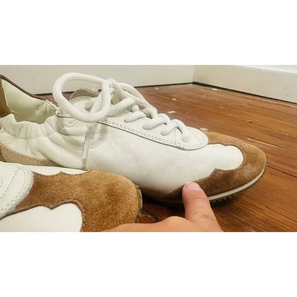 TORY BURCH Bellflower Blue Ivory Leather Suede Active Tory Sneakers size 6.5